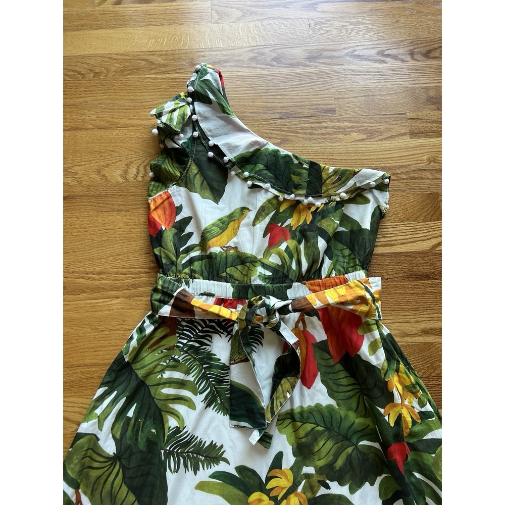 Farm Rio Mixed Flowery Madi Colorful Ruffle‎ One Shoulder Slip Dress Size Med - Picture 6 of 16